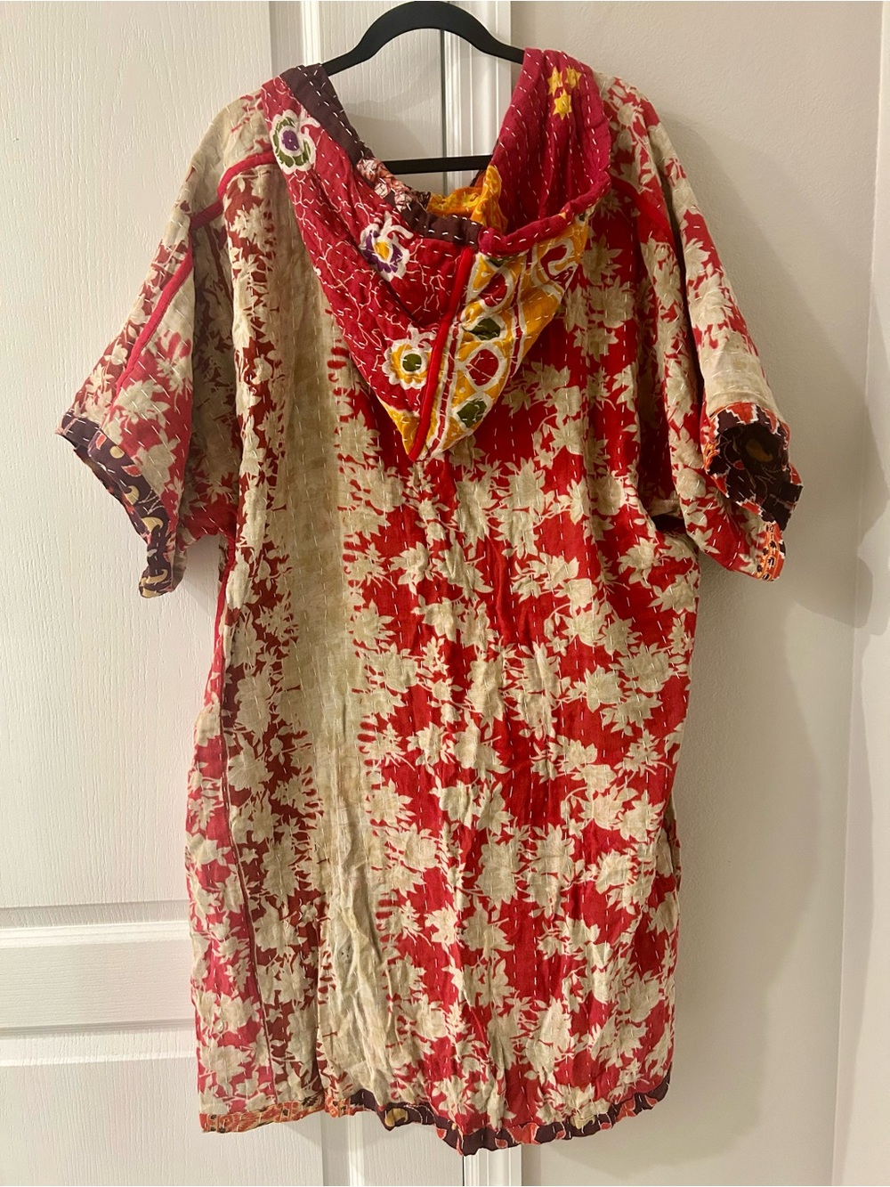 Kantha Floral Hoodie Dress-One Size - Picture 9 of 10
